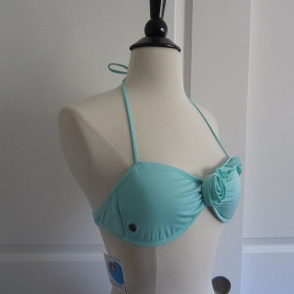 NWT Volcom Flower Affair Bandeau Swim Top in mint! - Picture 2 of 6